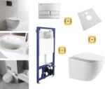 Erga Erga, Laveo Akan rejtett fali WC-szett + Lily+ fali WC-csésze duroplaszt ülőkével + öblítőgomb, fényes fehér, ERG-SETLAVLILYWHCR (ERG-SETLAVLILYWHCR)