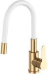 Gamma Flex 2000, álló mosogatócsaptelep flexibilis karral, fényes fehérarany, GMA-BFX-2000WHGD (GMA-BFX-2000WHGD)