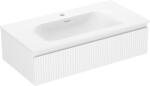 Mexen Rivel, fürdőszobaszekrény 90 cm Vela mosdóval, 1 fiókkal, rovátkolt, matt fehér, 91A20-09023-1-BF01-W23M01 (91A20-09023-1-BF01-W23M01)