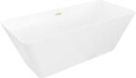 Mexen Velo Slim, szabadon álló kád 170 × 75 cm, fényes fehér, matt arany túlfolyóval, 52811707500-55 (52811707500-55)