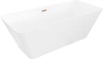 Mexen Velo Slim, szabadon álló kád 170 × 75 cm, fényes fehér, rozéarany túlfolyóval, 52811707500-60 (52811707500-60)