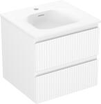 Mexen Rivel, fürdőszobaszekrény 50 cm Vela mosdóval, 2 fiókkal, hornyolt, matt fehér, 91A20-05047-2-BFF01-W23M01 (91A20-05047-2-BFF01-W23M01)