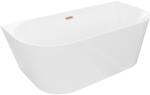 Mexen Oval Slim, szabadon álló fali kád 170 x 80 cm, fényes fehér, matt réz túlfolyó, 52661708000-65 (52661708000-65)
