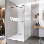 Mereo Mereo, Zuhanyfal WALK IN, Novea, fekete ALU, Line üveg, MER-CK10601HBL (MER-CK10601HBL)
