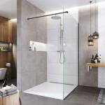 Mereo Mereo, WALK IN zuhanyfal 100x200 cm, 8mm üveg, Novea, fekete ALU, Átlátszó üveg, MER-CK10603HB (MER-CK10603HB)