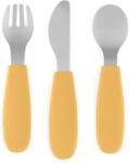 Petite&Mars Take&Match Stainless Steel Cutlery Set tacâmuri pentru copii Ochre 12m+ 3 buc Set pentru masa bebelusi
