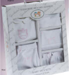 Gamberritos kiegészítő szett újszülötteknek 5 részes (sapka, kesztyű, nadrág, póló, előke) rózsaszín 10911