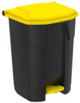 PLANET Uctem szelektív hulladékgyűjtő konténer, műanyag, pedálos, fekete/sárga 50L (UTP370Y)