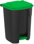 PLANET Uctem szelektív hulladékgyűjtő konténer, műanyag, pedálos, fekete/zöld 50L (UTP370G)