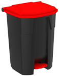 PLANET Uctem szelektív hulladékgyűjtő konténer, műanyag, pedálos, fekete/piros 50L (UTP370R)
