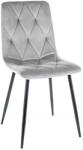 SIGNAL MEBLE Tom Velvet Rombusz Étkezőszék Világosszürke Bársony Fekete Fém Vázzal