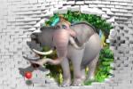  MÉDIA Öntapadó és mosható fali tapéta, Elephant in escape, 220 x 135 cm