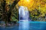  MÉDIA Cascada47 Öntapadó és mosható fotótapéta, 220 x 135 cm, Vízesés az erdőben ősszel