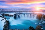  MÉDIA Öntapadó és mosható fali tapéta, Cascada48 Vízesés napkeltekor, 220 x 135 cm