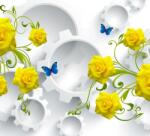  Öntapadó és mosható falfestmény Sárga rózsák és pillangók 2 300 x 250 cm