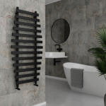 WASSERBURG Egyenes radiátor, Wasserburg Ovale Black törölközőszárító radiátor 120x60 cm, fekete 20.25926B