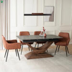 Mebel Elite ALICANTE asztal 160-200 cm, fekete márvány / dió