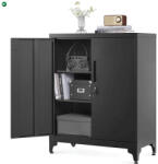  Komód 80x40x90 cm, fém, fekete, AUS-E1113 BK