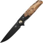 Bestech ASCOT 14C28N, Titanizat negru, Interlayer cu fibră de carbon și G10+ lemn lightburl BG19E