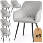 AKORD AKORD VELTO Tapicerowane Krzesło Welur Szary Pikowane Czarne Nogi 6 db (AKO-6xVELTO-GRB)