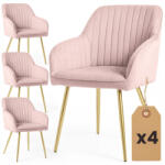 AKORD AKORD Florence tapicerowane krzesło welurowe pudrowy róż arany lábakkal 4 db-os szett (AKO-4xFLORENCE-PPG)