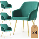 AKORD ESTELLE Tapicerowane Krzesło Welur Butelkowa Zeleń Złote Nogi (AKO-4xESTELLE-BGG)