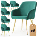 AKORD ESTELLE kárpitozott szék welur butelkazöld arany lábakkal (AKO-6xESTELLE-BGG)