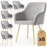 AKORD ESTELLE étkezőszék welúr szürke arany lábakkal 6 db-os szett (AKO-6xESTELLE-GRG)