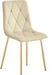  Világos bézs bársony étkezőszék LIBRA arany lábakkal
