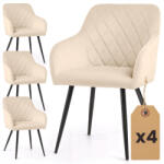 AKORD AKORD VELTO tapicerowane krzesło welur bézs rombusz pikowany fekete lábak 4 db-os szett (AKO-4xVELTO-BEB)