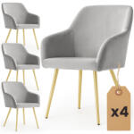 AKORD ESTELLE Étkezőszék Welur Szürke Arany Lábakkal (AKO-4xESTELLE-GRG)