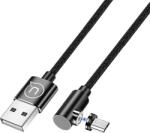 USAMS SJ446USB01 jobb oldalas mágneses USB Micro - USB töltőkábel 1m fekete (1337686) (SJ446USB01) (SJ446USB01)