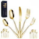  Arany Színű Evőeszköz Készlet 6 Személyes 30 Darabos