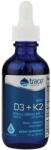 Trace Minerals Следи от минерали йонен D3 + K2, йонизиран D3 + K2, 5000 IU + 125 g, 59 ml
