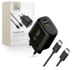 Tech-Protect NCA45W GaN hálózati töltő adapter USB / USB-C 45W PD QC + kábel USB-C, fekete