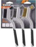 Extol Premium drótkefe klt. , 3 db: nylon-, réz- és rozsdamentes acél szál, 3×8 sor, 180mm, kétkomponensű TPR+PP puha műanyag nyél (8803901)