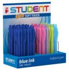 ICO Golyóstoll display, 0, 7 mm, nyomógombos, vegyes tolltest, ICO „Student, kék (TICSTM)