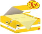 3M POSTIT Öntapadó jegyzettömb, 38×51 mm, 18+6×100 lap, 3M POSTIT, kanári sárga (LP653CYVP24)