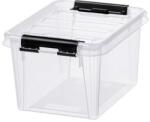 SMARTSTORE Műanyag tárolódoboz, 1, 5 liter, fekete fogantyúkkal, SMARTSTORE „Classic 1, 5, átlátszó (CSDSMART25)
