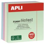 APLI Öntapadó jegyzettömb, 75×75 mm, 400 lap, APLI „Funny, pasztell (LNP10972)