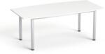 MAYAH Tárgyalóasztal, íves, szürke fémlábbal, 80/95×190 cm, MAYAH „Freedom SV-43, fehér (IBXA43F)