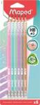 Maped Grafitceruza radírral, HB, háromszögletű, MAPED „Black`Peps Glitter Deco, vegyes pasztell színek (IMA851803)