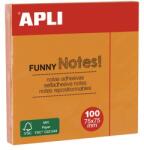APLI Öntapadó jegyzettömb, 75×75 mm, 100 lap, APLI „Funny, neon narancs (LNP11900)