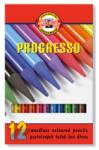 KOH-I-NOOR Színes ceruza készlet, henger alakú, famentes, KOH-I-NOOR „Progresso 8756/12, 12 különböző szín (TKOH8756)