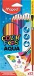 Maped Akvarell ceruza készlet, háromszögletű, ecsettel, MAPED „Color`Peps, 12 különböző szín (IMA836011)