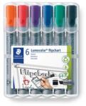 STAEDTLER Flipchart marker készlet, 2 mm, kúpos, STAEDTLER „Lumocolor 356, 6 különböző szín (TS356WP6)