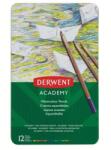 Derwent Akvarell ceruza készlet, fém doboz, DERWENT „Academy, 12 különböző szín (E2301941)