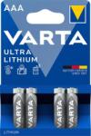 VARTA Elem, AAA mikro, 4 db, lítium, VARTA „Ultra Lithium (VEULAAA4N)
