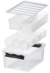 SMARTSTORE Műanyag tárolódoboz, fekete fogantyúkkal, 7 rekeszes, SMARTSTORE „Classic 15, átlátszó (CSDSMART43)