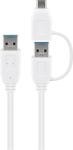 Goobay Cablu USB 3.0 A tata-tata cu adaptor USB A mama la USB Type C tata 0.5m 5Gbit/s alb Goobay (55559) - habo